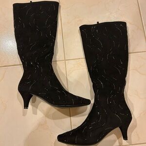 Impo Black Heeled Boots with Quilted Design